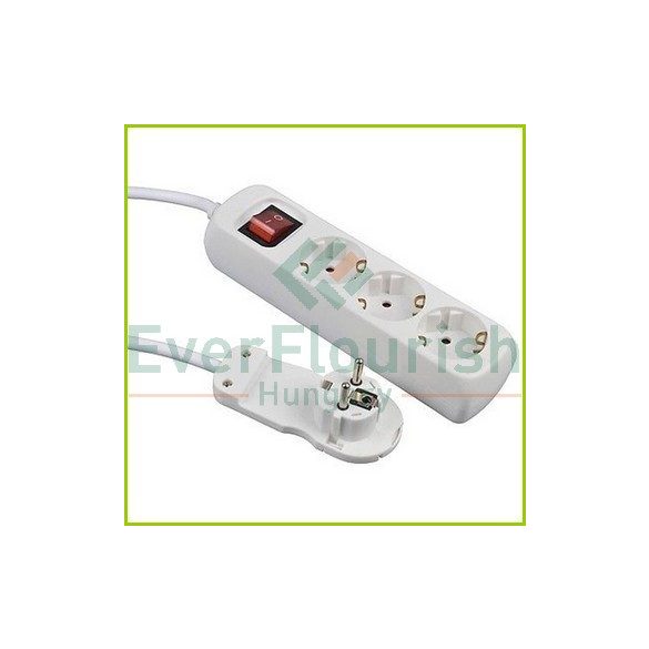 Table socket with flat plug, 3way, with switch, 2m, 3G1.5mm², white 0012326114