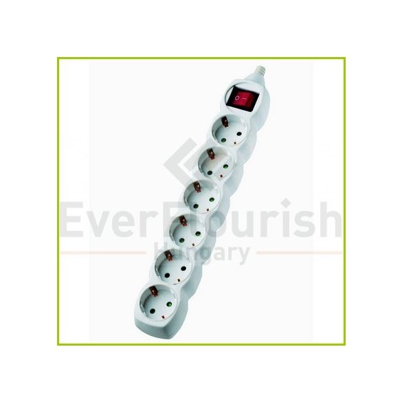 Table socket 6way with switch 5m, 3G1.5mm², white 0012365100