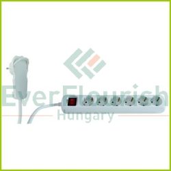  Table socket with flat plug, 6way, with switch, 2m, 3G1.5mm², white 0012626114