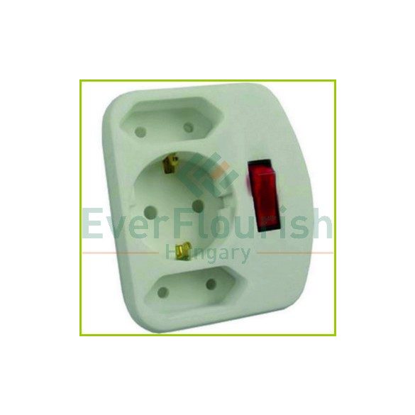 Adapter plug 1+2EURO with switch 2.5A 250V, white 00135101