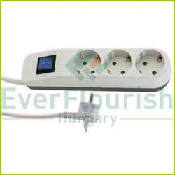   Table socket "ICE" 3way with switch 1.4m white-grey 0014340100