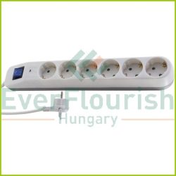   Table socket "ICE" 6way with switch and surge protection 1.4m white-grey 0014641100