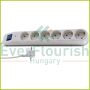   Table socket "ICE" 6way with switch and surge protection 1.4m white-grey 0014641100