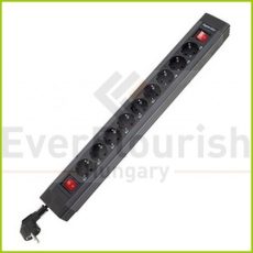 Multiple socket outlet "Supraline" 9ways with 2switches, 3.45m, anthracite 0014923513