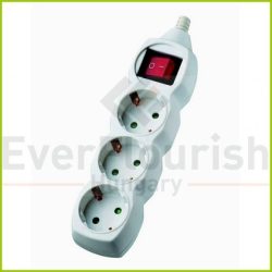 Table socket 3way with switch 3m, 3G1.5mm², white 0237H