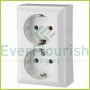  BUSINESS LINE 2way grounding-socket, surface mount, white, IP20 0311H