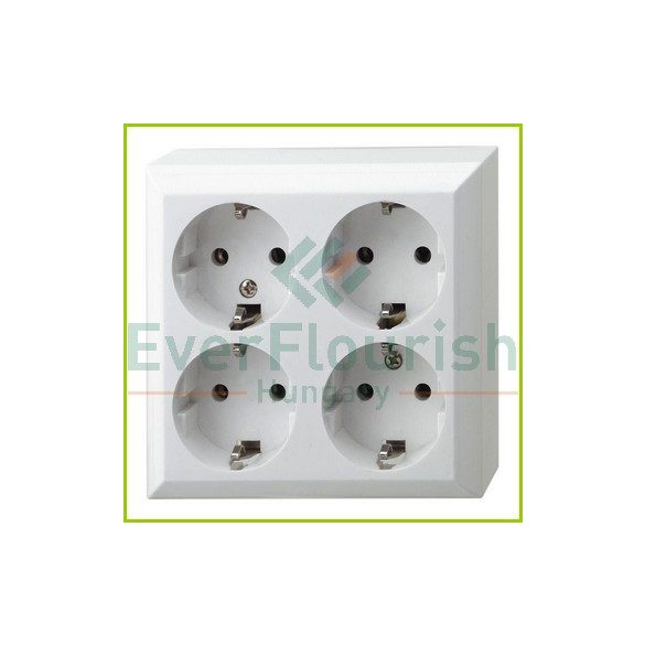 BUSINESS LINE 4way grounding-socket, surface mount, white, IP20 0313H