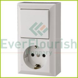 BUSINESS LINE switch+socket surface mount, white, IP20 0314H