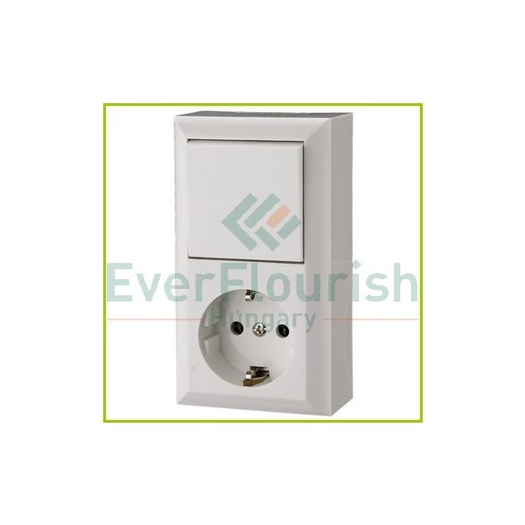BUSINESS LINE switch+socket surface mount, white, IP20 0314H