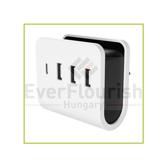 Adapter plug with 4-way USB (3xA+1xC) charger  IP20 w phone holder 0435H