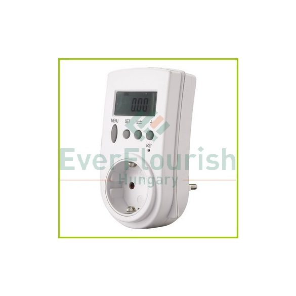 Energy measuring tool with grounded socket, for 9 datas, white 0785H