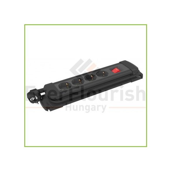 Multiple socket outlet with switch, 4way, 10/16A, 250V, 3x1.0mm², 2m, black 12428