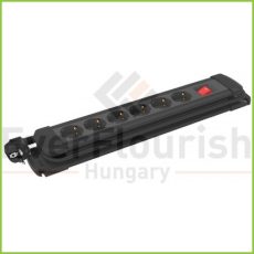Multiple socket outlet with switch, 6way, 10/16A, 250V, 3x1.0mm², 2m, black 12435