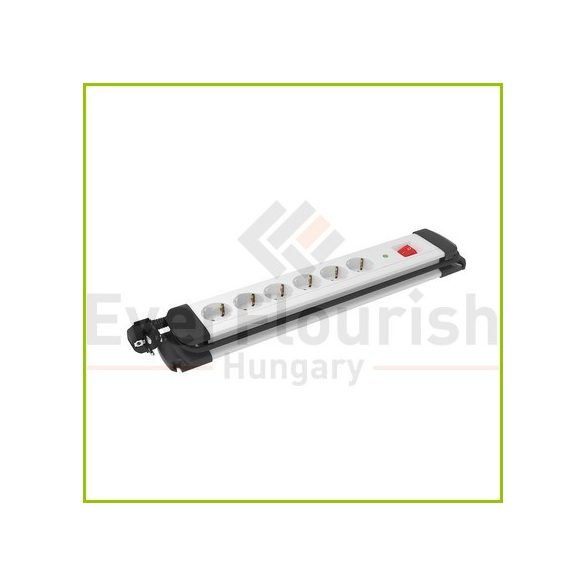 Multiple socket outlet with switch and sugre protection, 6way 10/16A, 250V, 3x1.0mm², 2m, white 12517