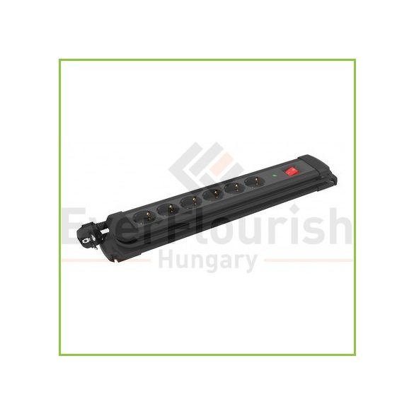 Multiple socket outlet with switch and sugre protection, 6way 10/16A, 250V, 3x1.0mm², 2m, black 12518