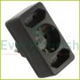 Adapter plug 1+2EURO 2.5A, 250V, black 12733