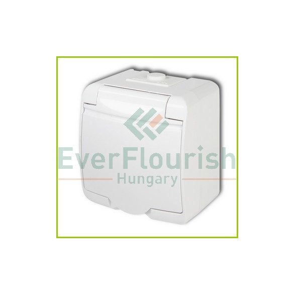 Aquastar socket with white hinged lid, surface mounted, IP44, white 22141