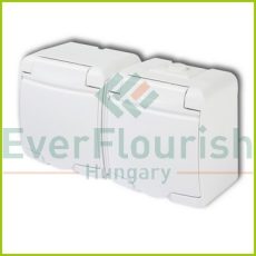 Aquastar double socket with white hinged lid, surface mounted, IP44, white 22151
