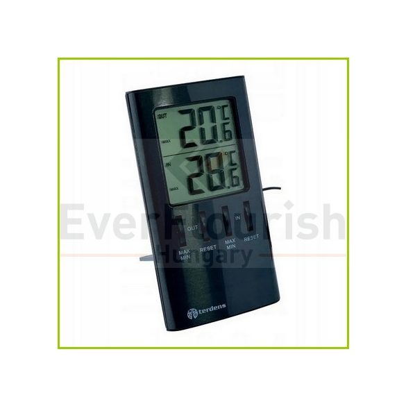 Hőmérő digitális kül és beltéri min/max érték, óra fekete 3001454