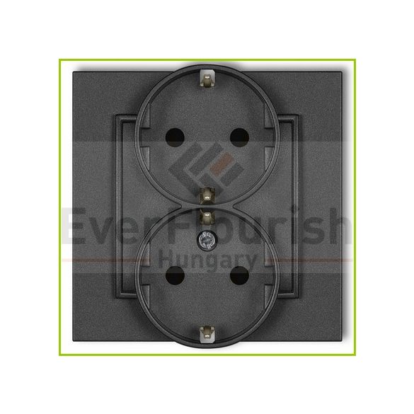 MINI double socket outlet w. frame metal graphite 4122H