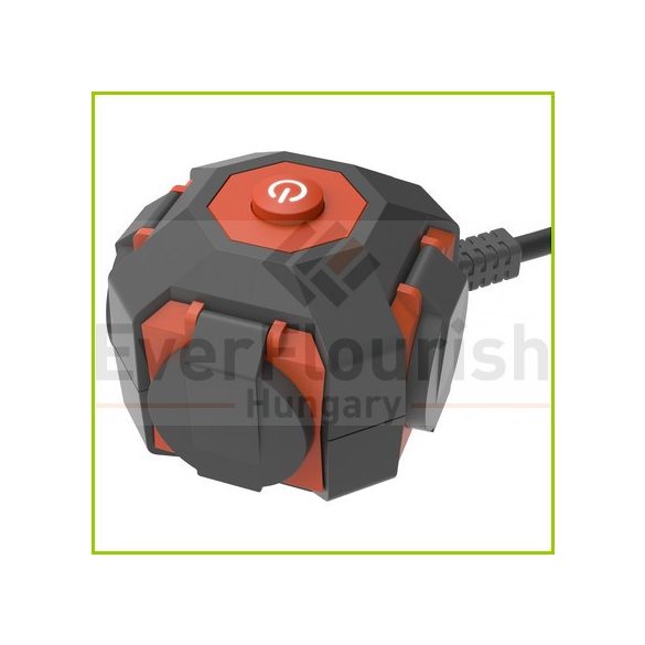 Multiple outdoor socket outlet  4-way 1.4m, H07RN-F 3x1.5 POWER GLOBE IP44 5995H