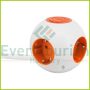   Design socket outlet "Power Globe"with switch 4way, 3x1.5mm², 1.4m, white-orange 5998H