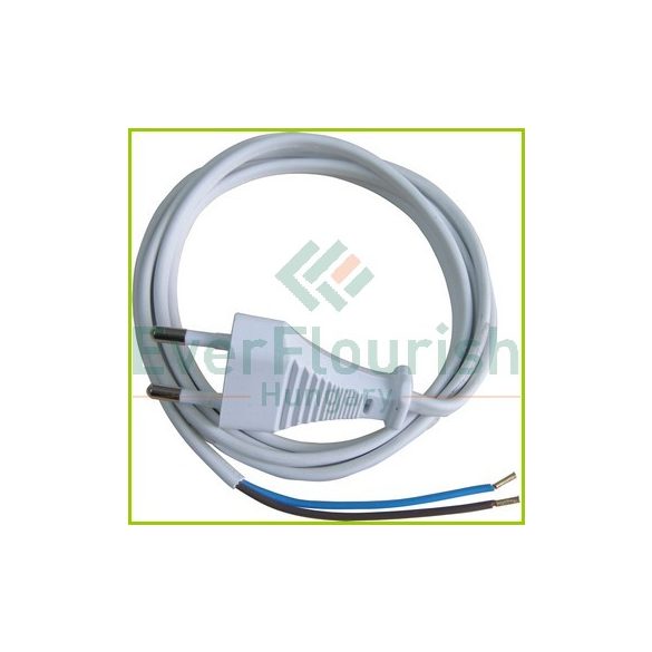 Euro cable with Euro plug, white, 2.5A, 250V, H03VVH2-F 2G0.75, 1.5m 6777H