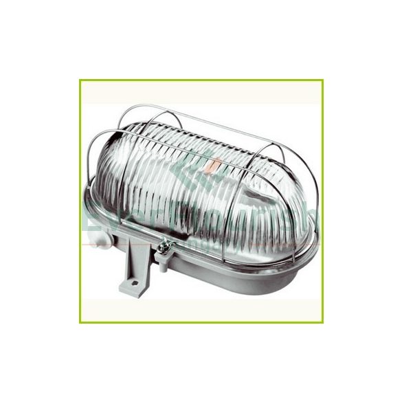 Oval lamp with steel protective basket, E27, max 100W, IP44, 230V~, grey 6910H