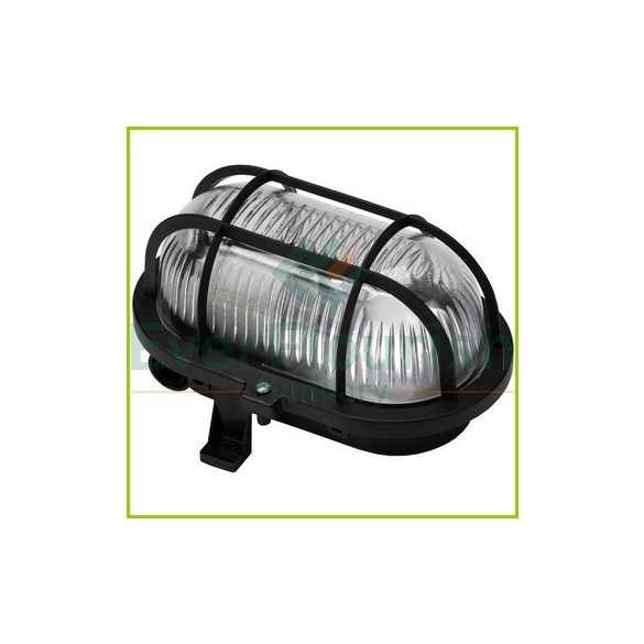 Oval lamp with plastic protective basket, E27, max 60W, IP44, 230V, black 6914H