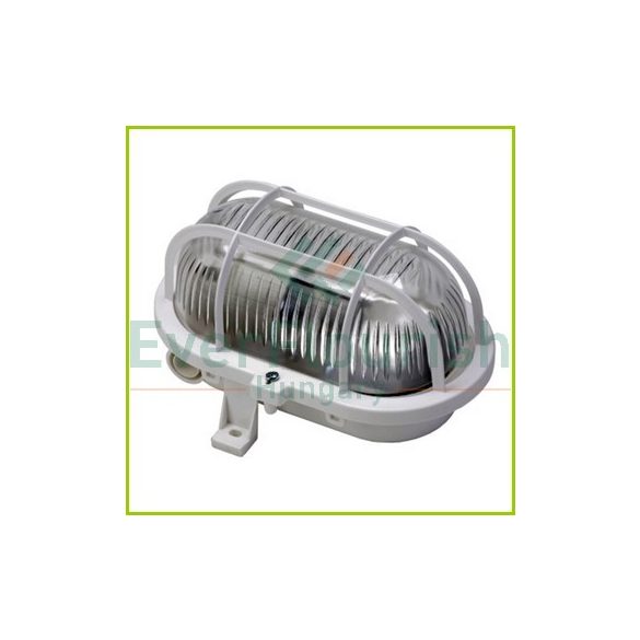 Oval lamp with plastic protective basket, E27, max 60W, IP44, 230V, white 6915H