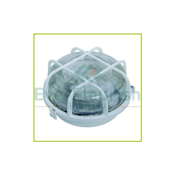 Plastic round lamp with protective basket, E27, max. 100W, IP44, white 6927H