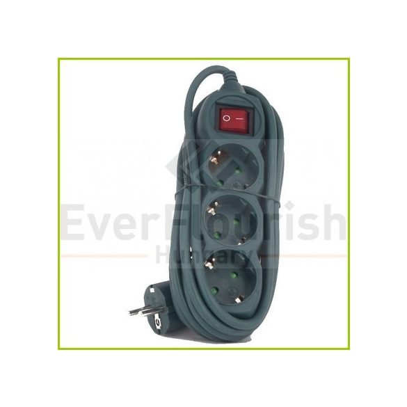 Multiple socket outlet 3-as with switch, 5m, 3x1.5, green 7191H