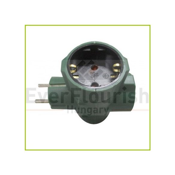 T-plug 3way w/grounding socket , green 7196H