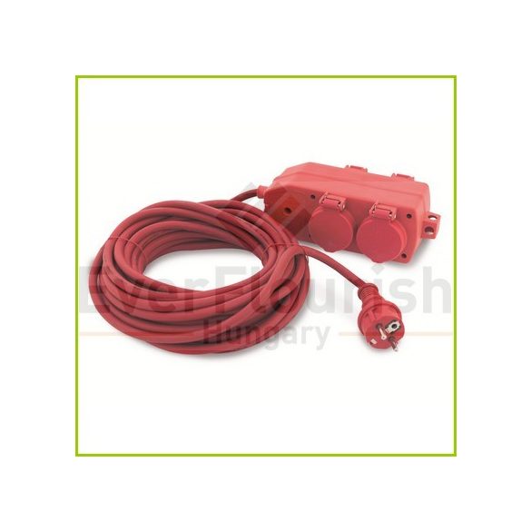Extension cable with flap 10m, H05VV-F 3G1.5mm², IP44, red 77006