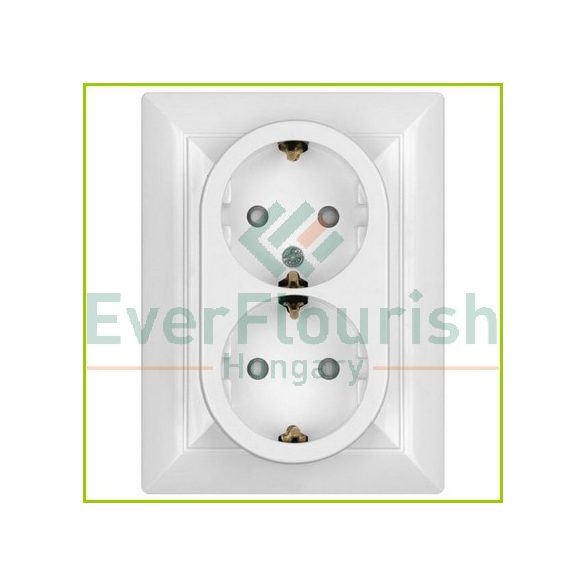 OPAL double socket 2p+z "schuko" with frame, white 8707H