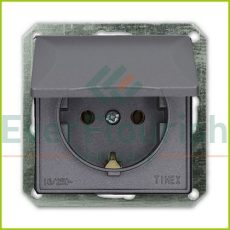 OPAL single socket with ground with hinged cover 16A, 250V "schuko" without frame, graphite 8714H