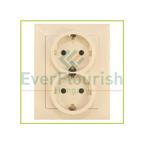OPAL double socket 2p+z "schuko" with frame, beige 8726H