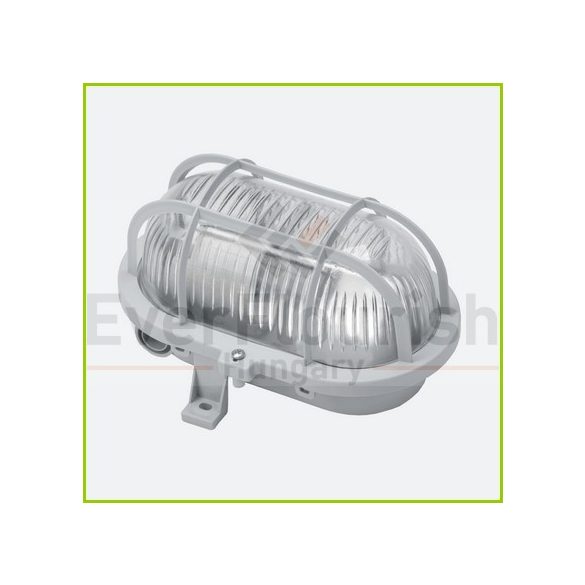Oval lamp with plastic protective basket, E27, max 60W, IP44, 230V, silver 90047