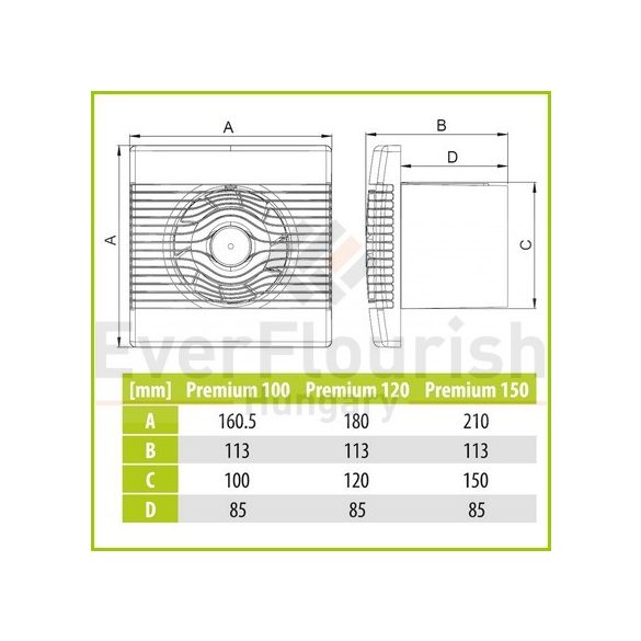 Ventilátor "pRemium" Ø100 PS húzókapcsolós 15W 104 m3/h AR01-014