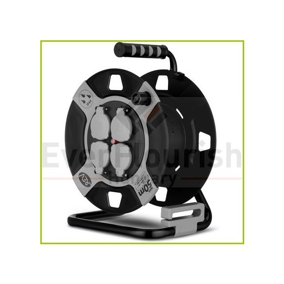 Kábeldob, üres műanyag, max.: 50m kábel 4 dugalj IP44 0010110412