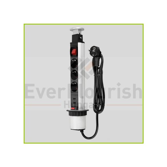 Energiaoszlop asztali, süllyeszthető 3 dugalj+USB kapcs 0012398712