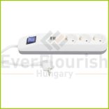 Asztali elosztó "ICE" 3-as kapcsolós + 2USB bl 1,4m  0014348103