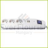 Asztali elosztó "ICE" 3-as kapcsolós + 2USB bl 1,4m  0014348103