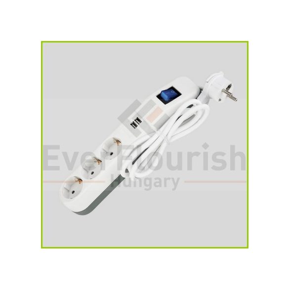Asztali elosztó "ICE" 3-as kapcsolós + 2USB bl 1,4m  0014348103