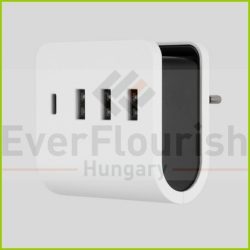   Földelt csatlakozó, USB 4-es töltőadapter 3xUSB-A+1xC telefontartóval 0020820103