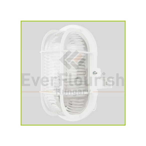 Hajólámpa, ovális műanyagráccsal 60W fehér + 4.8W LED fényforrás 470lm 0090060110