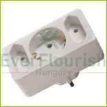 Földeletlen elosztó 2xeuró, 1xföldelt aljzat, fehér 0137H