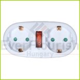 Földelt 2-es elosztó, kapcsolóval 250V 16A IP20 fehér 0191H