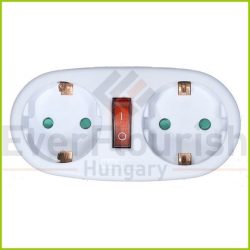   Földelt 2-es elosztó, kapcsolóval 250V 16A IP20 fehér 0191H