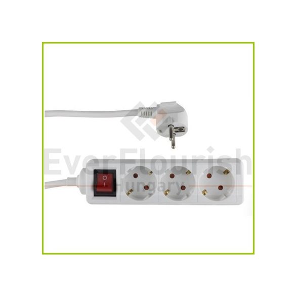 Asztali elosztó 3-as kapcsolóval, 3m, 3x1.5, fehér 0237H